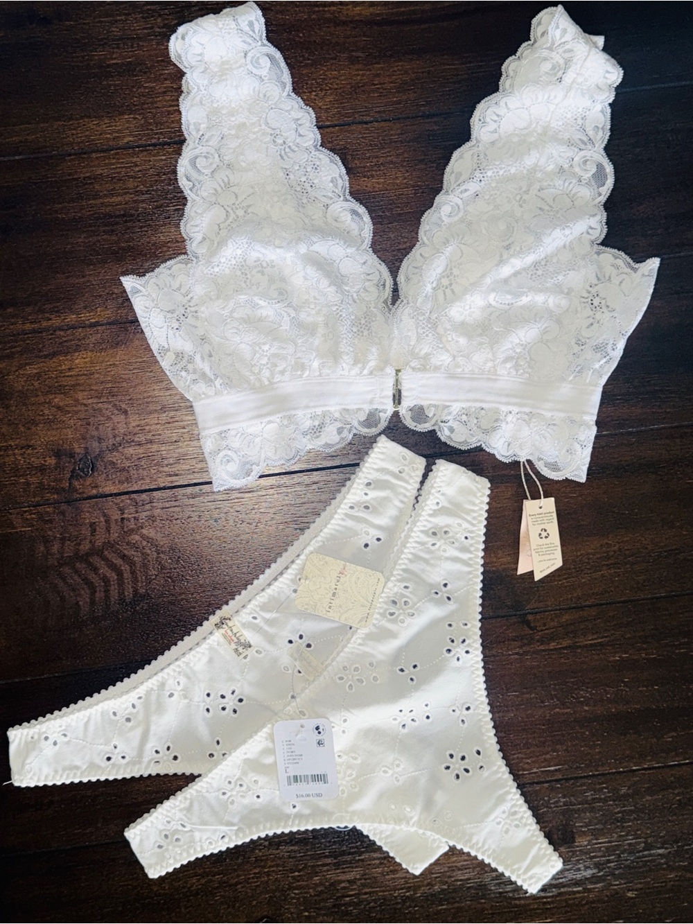 BUNDLE - Free People Eyelet Thong - 2 Pair + HAH Bralette - NWTs - MSRP - $86